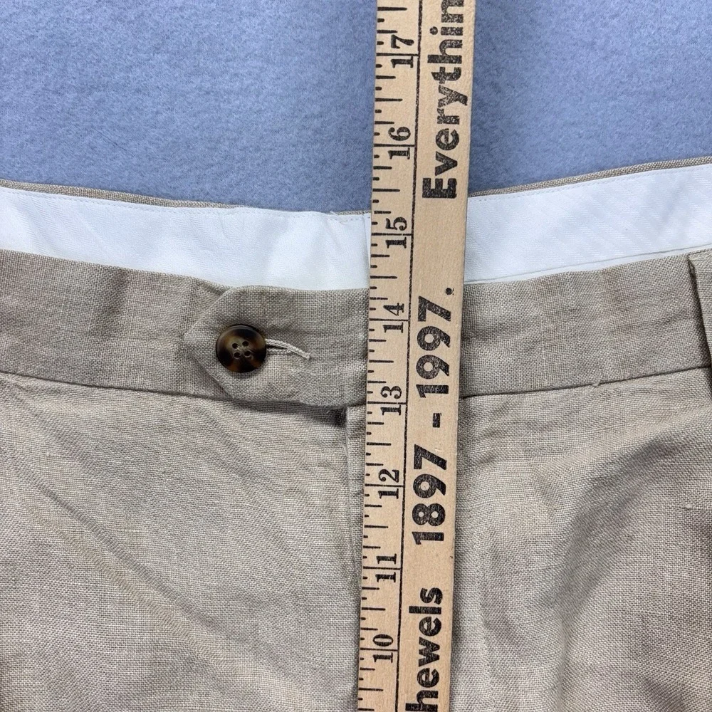 Jos A Bank Linen Pants Mens 40x29‎ Khaki Pleated Casual Costal Lightweight Chino